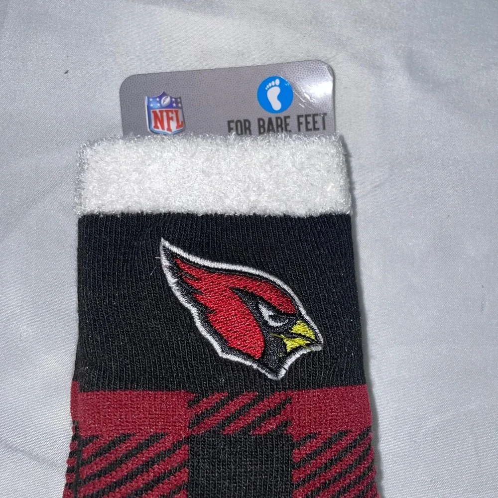 For Bare Feet Arizona Cardinals NFL‎ Buffalo Plaid Cozy Slipper Socks OSFM New
